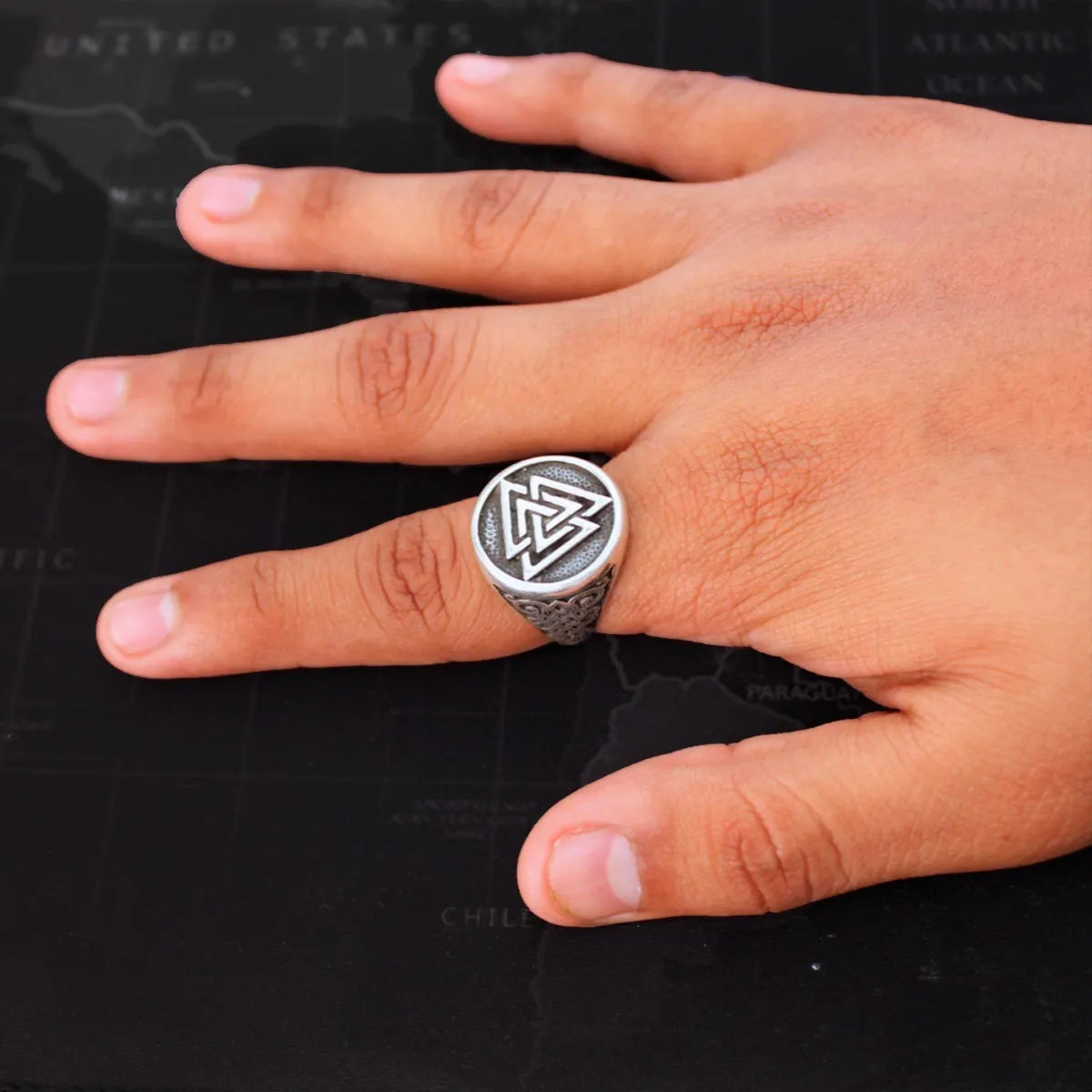 Anillo De Odín Valknut Protector En Plata 925 Hombre Vikingo