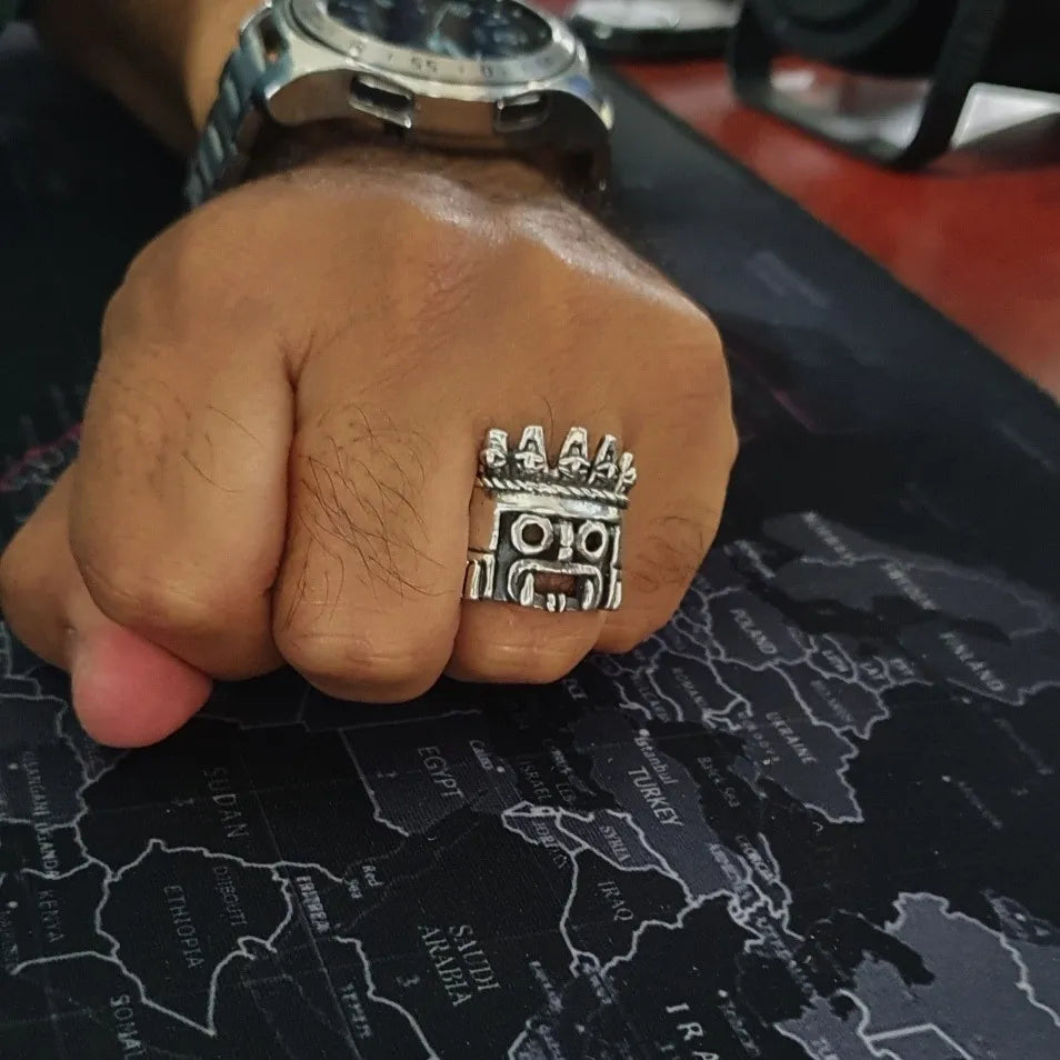 Anillo Dios Tlaloc Plata 925 Maciza Hombre Mujer Artesanal