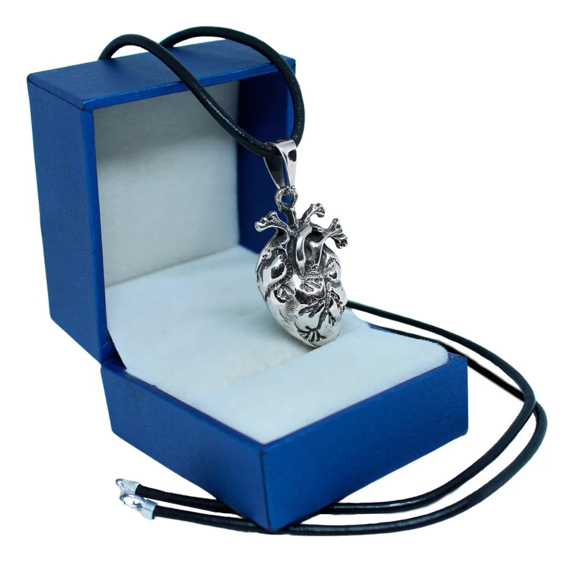 Dije Corazón Valor Plata Fina 925 Mujer Collar Cordón Piel