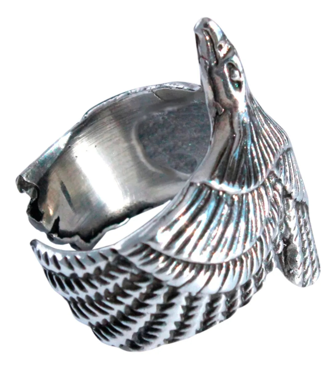 Anillo Hombre Águila Mexicana Plata 925 Ajustable Hecho Mano Plateado