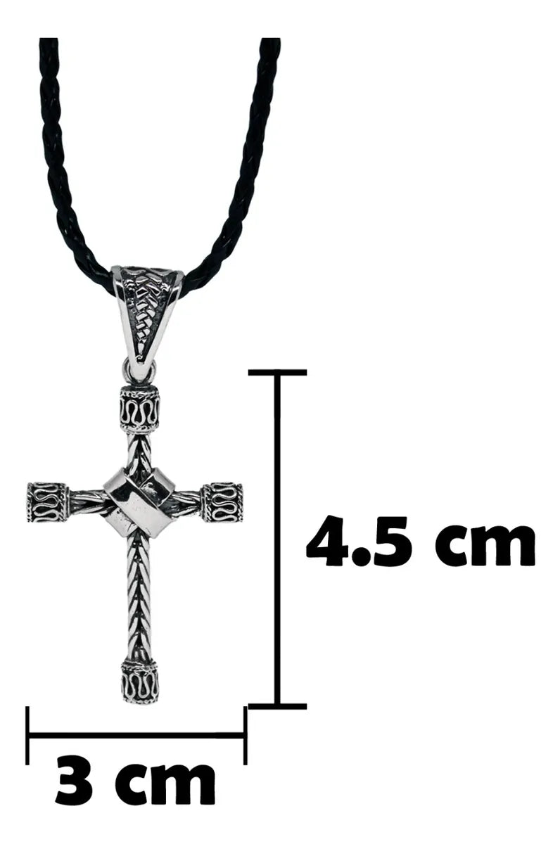 Dije Cruz Bali Plata 925 Unisex Cordón Piel Regalo Elegante