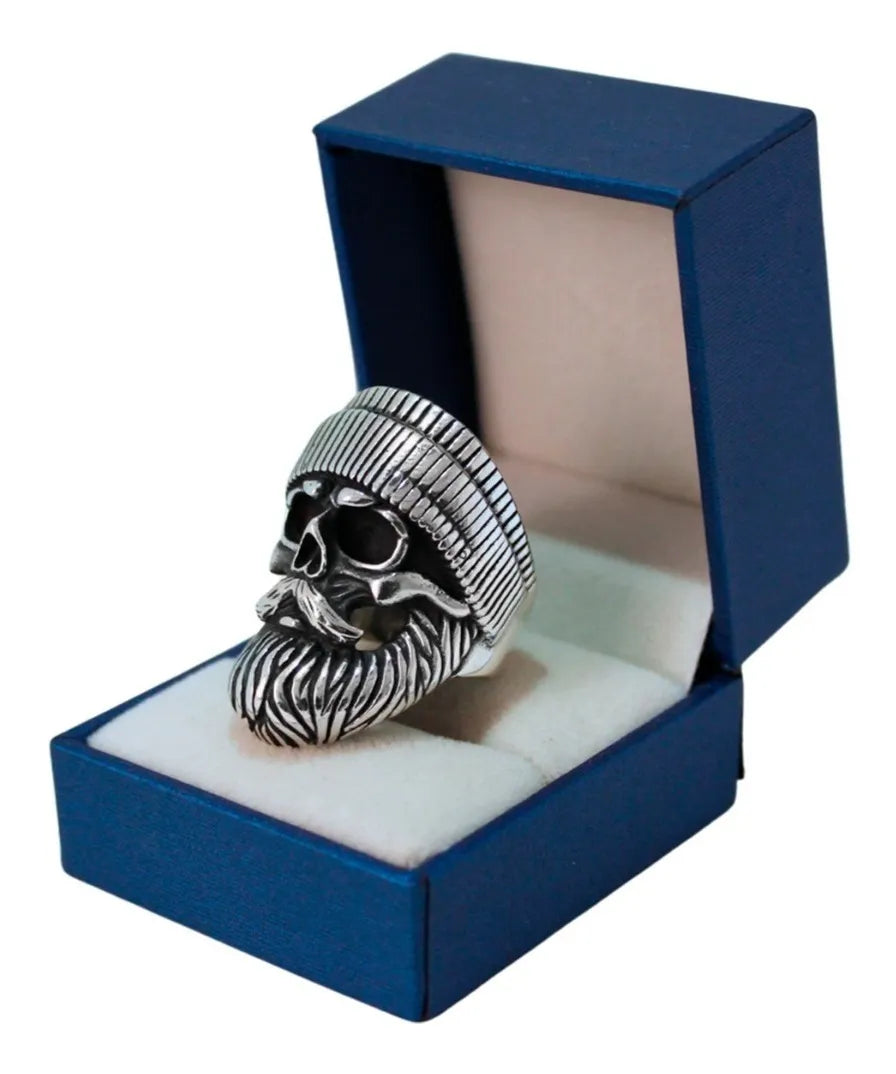 Anillo Hombre Calavera Plata 925 Motociclista El Barbas