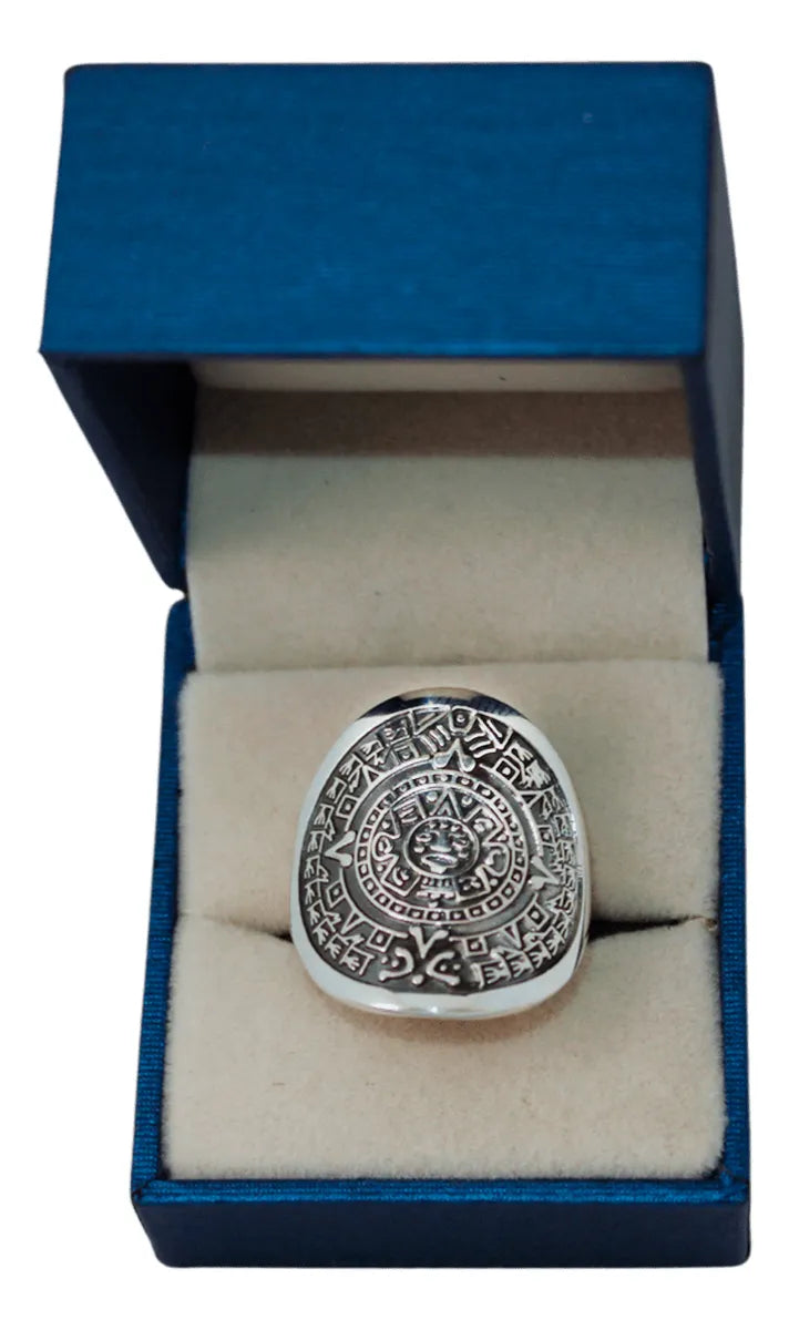 Anillo Mujer Plata 925 Calendario Azteca Piedra Del Sol Nice