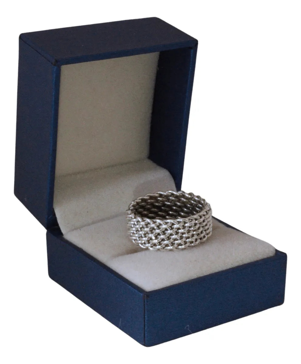 Anillo Promesa Encadenado 8mm Matrimonio Plata Joyería Gamma