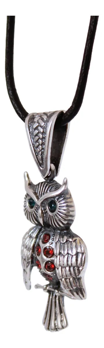 Dije Búho Sabiduría Plata 925 Hombre Mujer Cordón Regalo Plateado