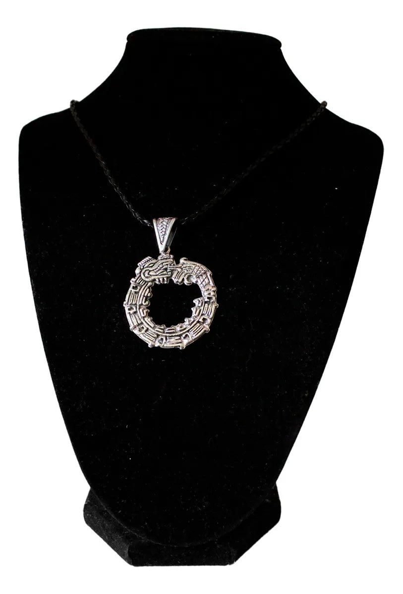 Collar Dije Quetzalcóatl Uróboros Plata 925 Hombre Mujer Plateado
