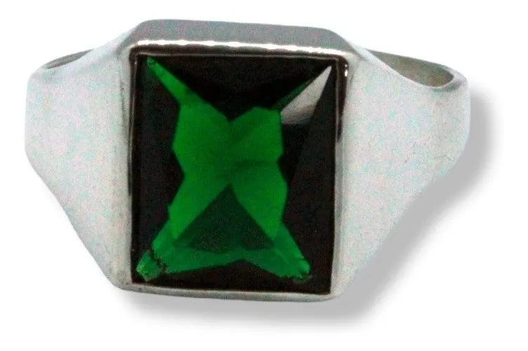 Anillo Carlos Plata925 Hombre Piedra Verde Esmeralda 10x12