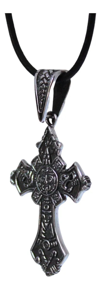 Collar Cruz Calendario Azteca Plata 925 Hombre Mujer Dije Plateado