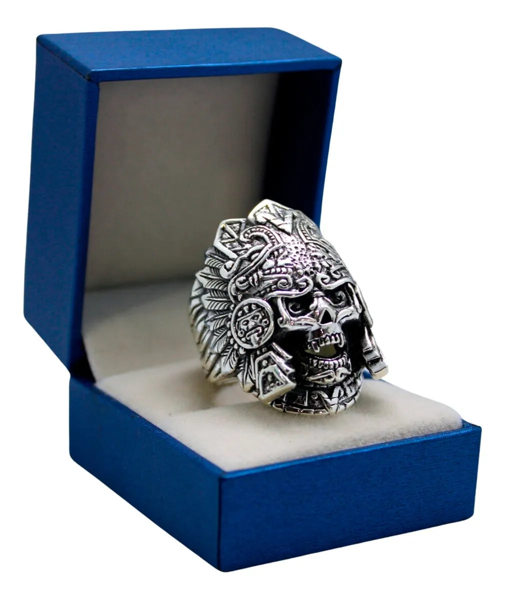 Anillo Hombre Plata 925 Mictlantecuhtli Dios Muerte Macizo