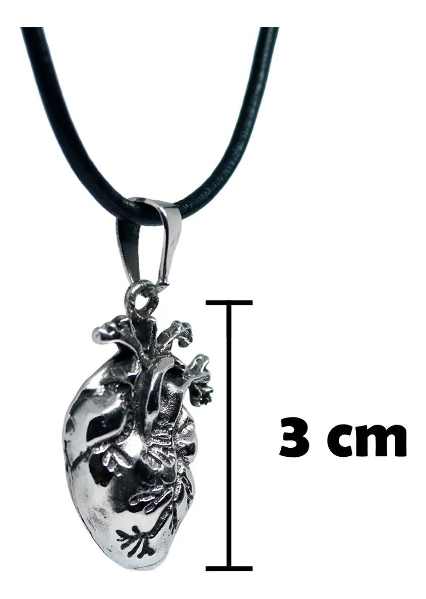 Dije Corazón Valor Plata Fina 925 Mujer Collar Cordón Piel