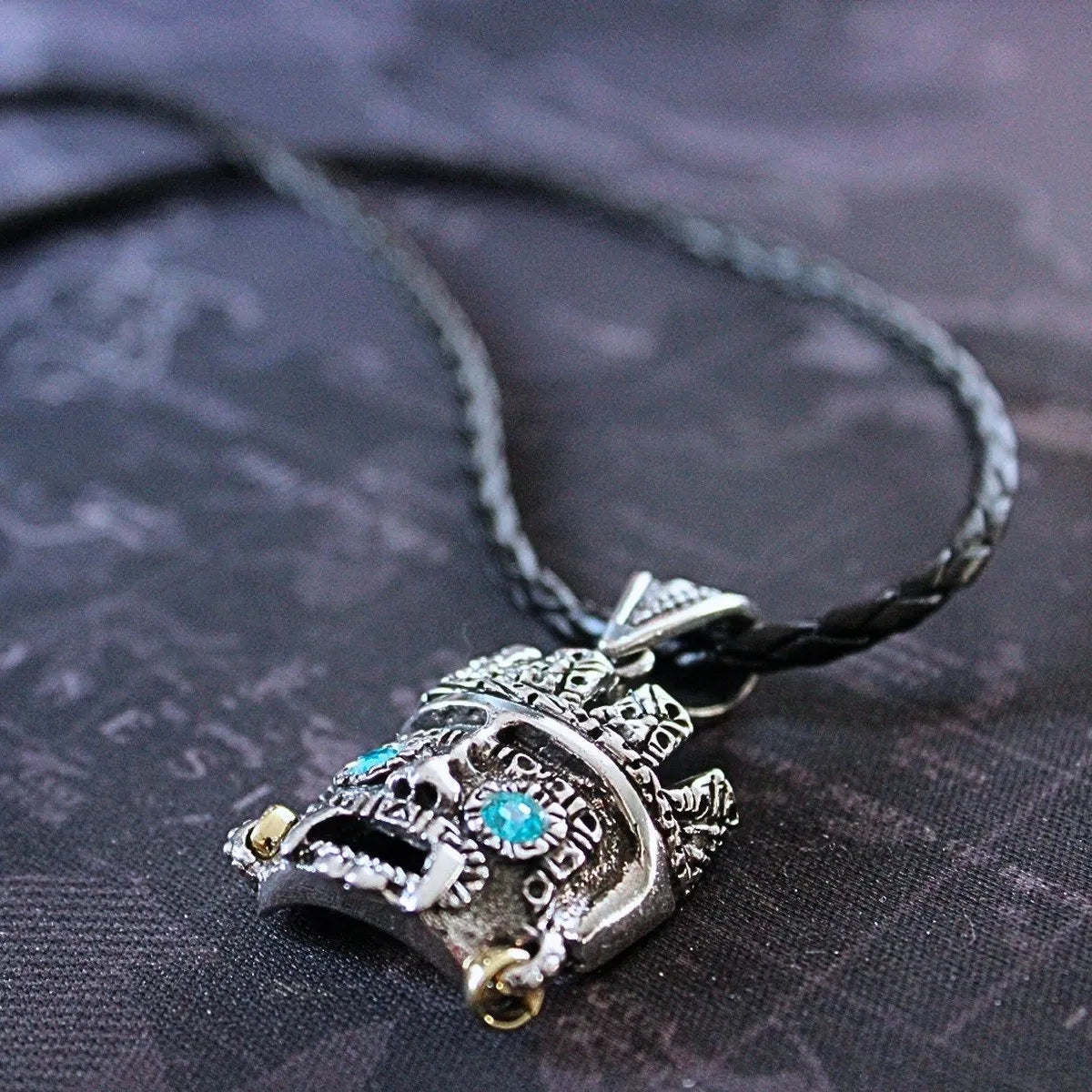 Dije Dios Tlaloc Plata 925 Hombre Azteca Caballero Con Piel