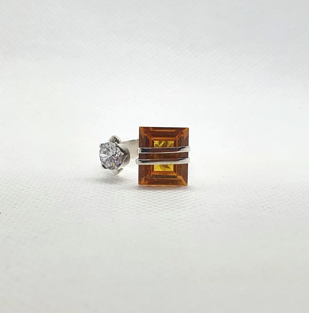 Anillo De Mujer Citlallicu Plata 925 Promesa Dama Compromiso Dorado Y Diamante