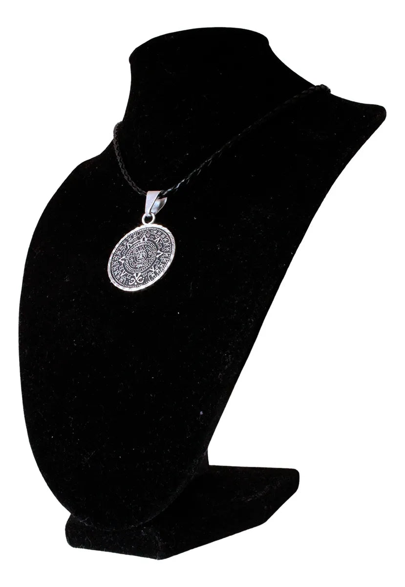 Collar Dije Calendario Azteca Y Templo Azteca Doble Vista Plata
