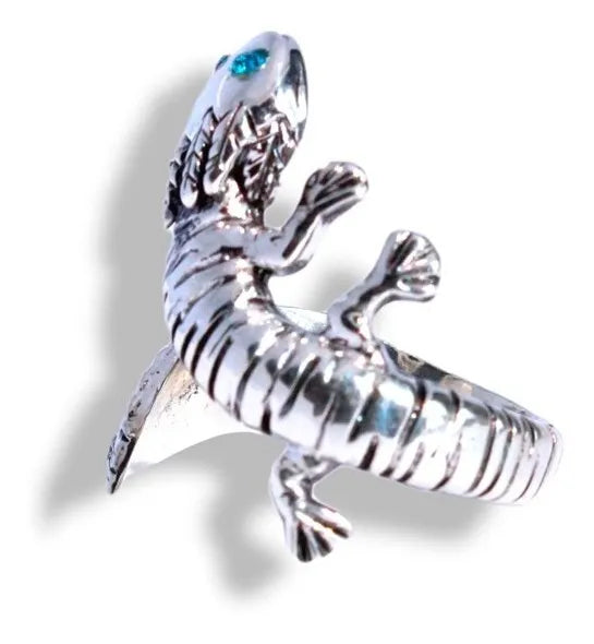 Anillo Ajolote Mexicano Plata 925 Zirconia Ajustable Axolotl