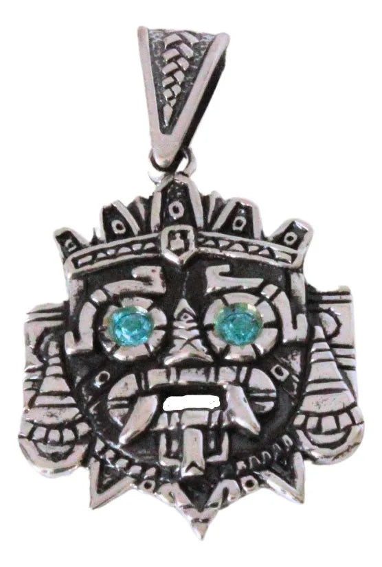 Collar Hombre Plata 925 Dije Tlaloc Azteca Cordón Piel Nice