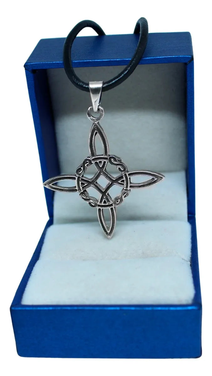 Dije Nudo Bruja Celta Plata 925 Protección Cordón De Piel | Joyería Gamma