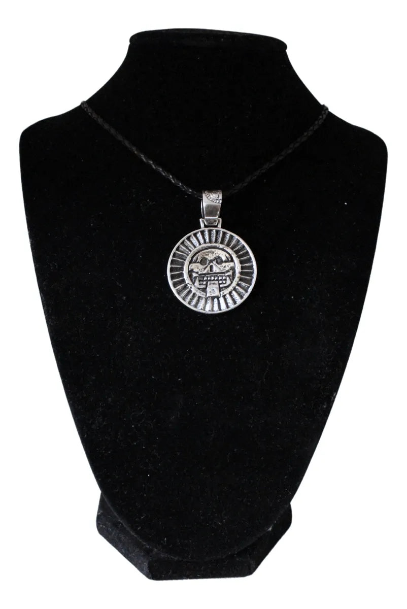 Collar Dije Dios Mictlantecuhtli Azteca Plata 925 Unisex Plateado