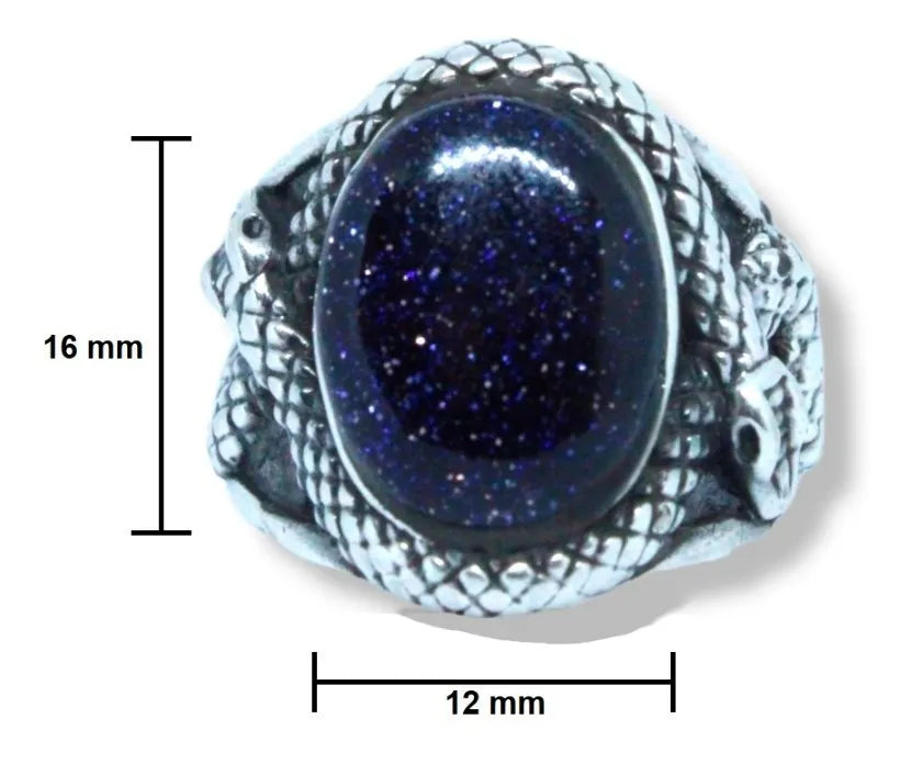 Anillo Medusa Plata 925 Hombre Mujer Joyería Piedra Azul