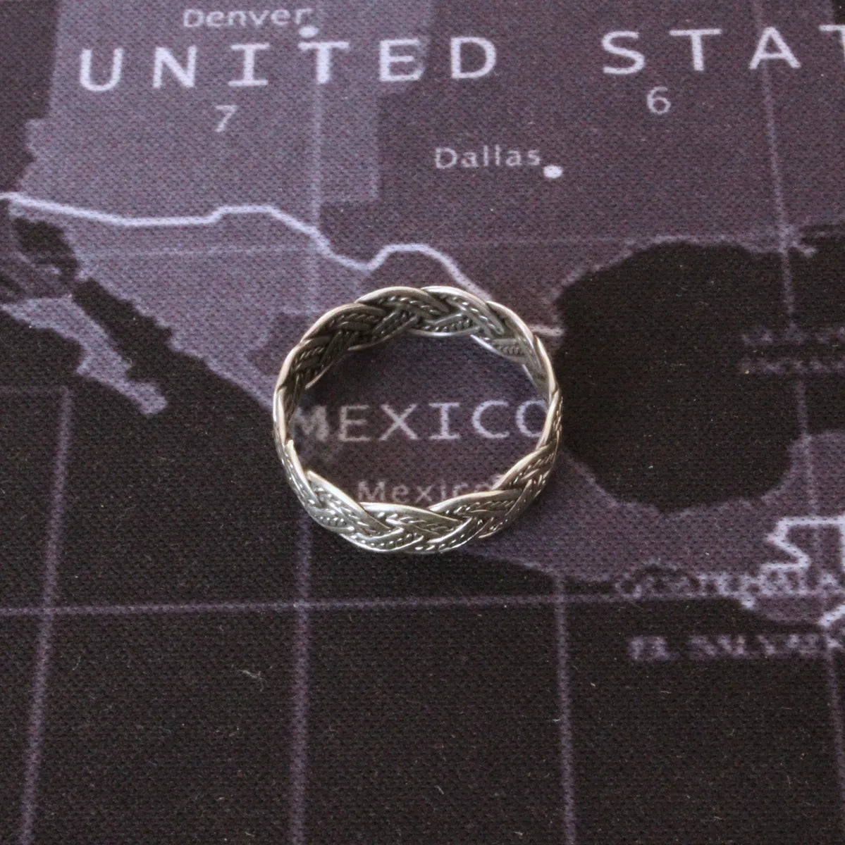 Anillo Entrelazado Plata 925 Argolla 5mm Hombre Mujer Unisex