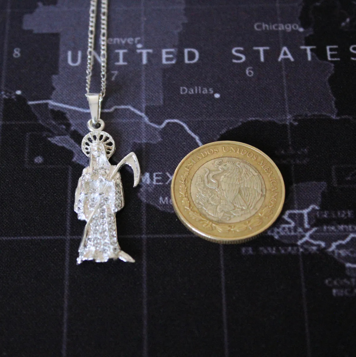 Dije Santa Muerte Plata925 Hombre Mujer Zirconia Regalo Nice Plateado