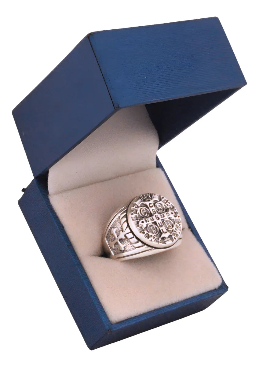 Anillo Hombre Plata Esterlina 925 Cruz San Benito Caballero
