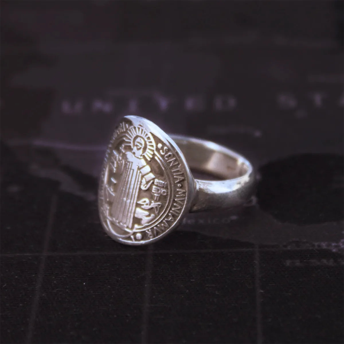 Anillo Para Hombre San Benito Pastor Caballero Plata 925