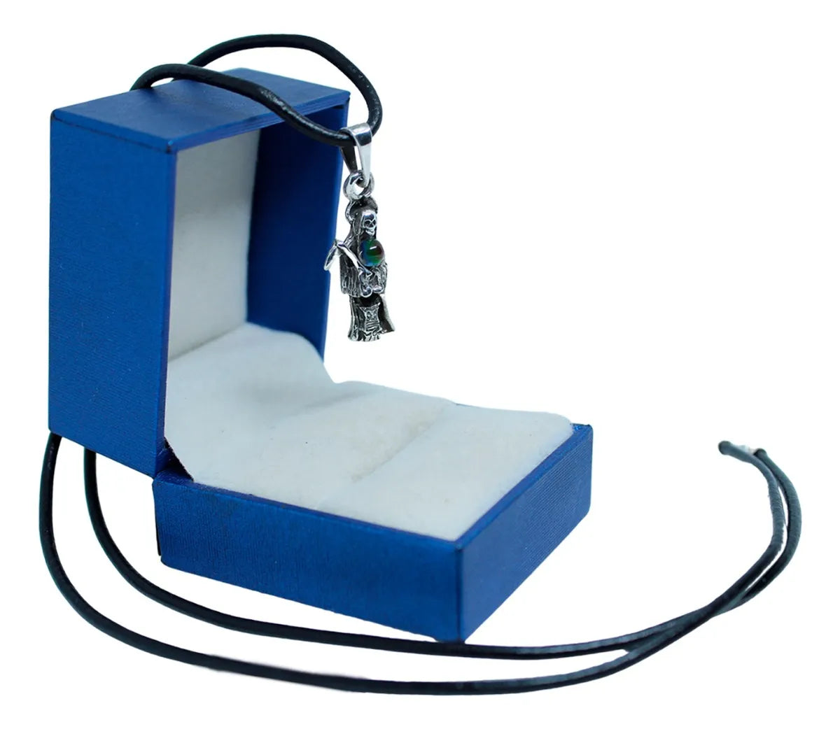 Dije Santa Muerte Plata 925 Esfera Tornasol con Cordón de Piel Unisex | Joyería Gamma