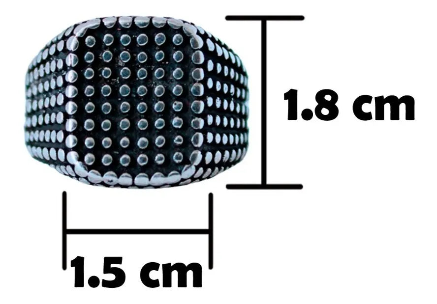 Anillo Hombre Plata 925 Pavonado Vintage Lunares Macizo