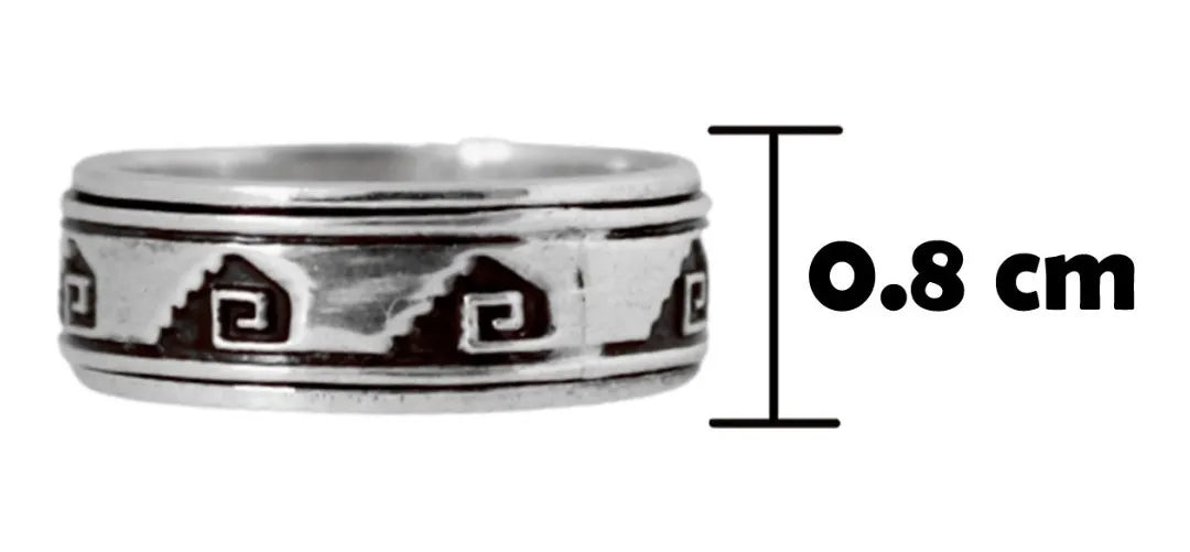 Argolla Pirámides Grecas Plata 925 Giratoria Antiestrés Niza