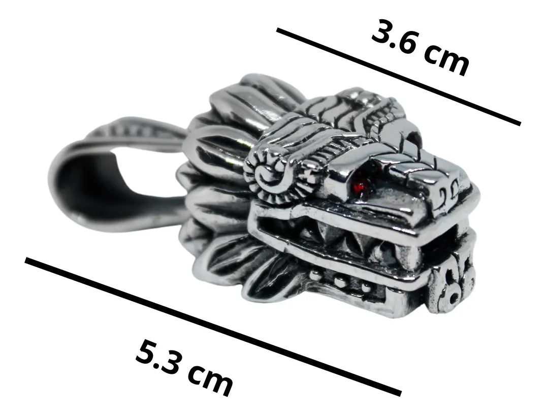 Dije Quetzalcóatl Serpiente Emplumada Plata 925 Con Cordón