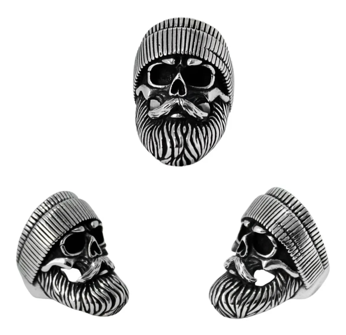 Anillo Hombre Calavera Plata 925 Motociclista El Barbas