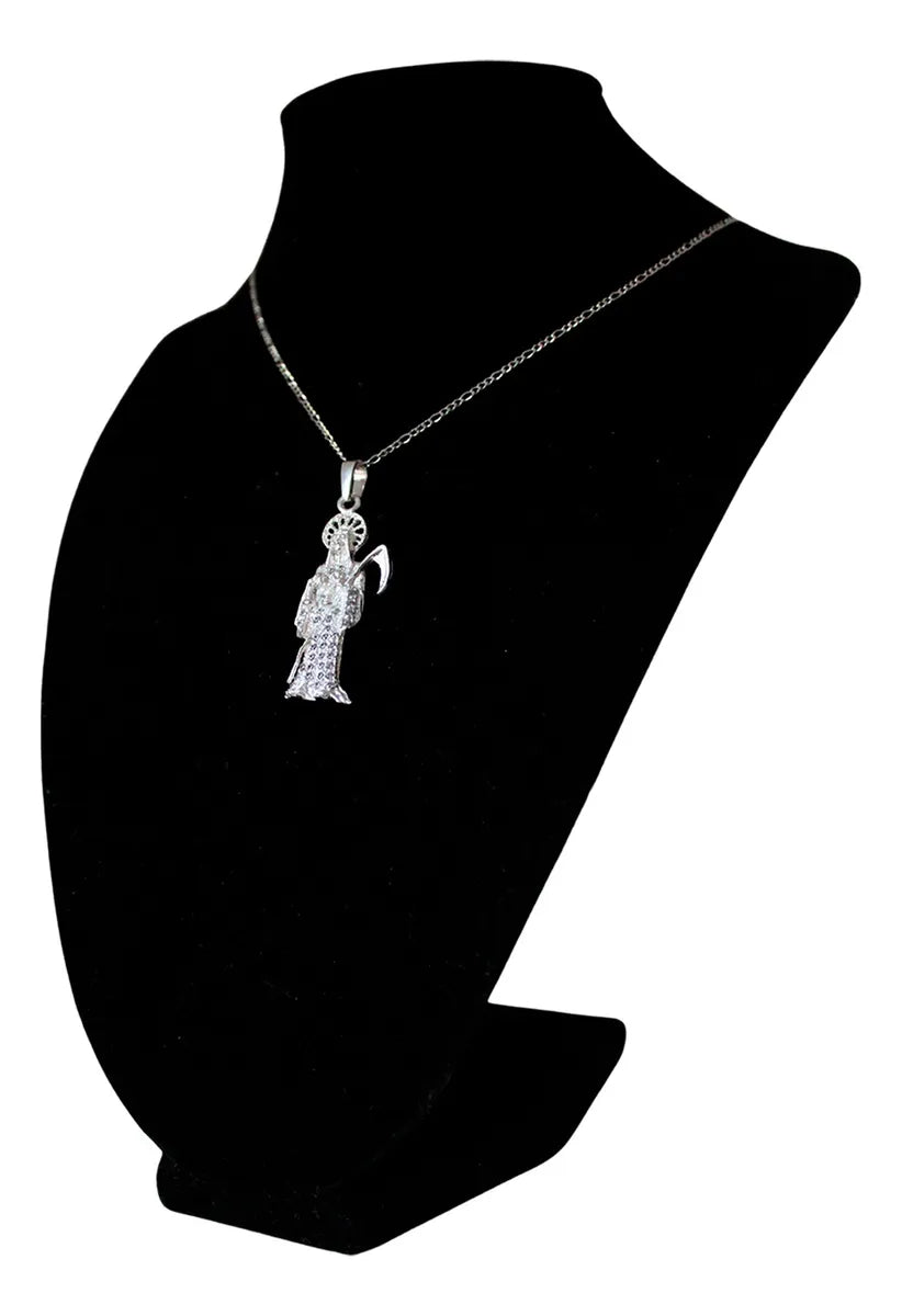 Dije Santa Muerte Plata925 Hombre Mujer Zirconia Regalo Nice Plateado