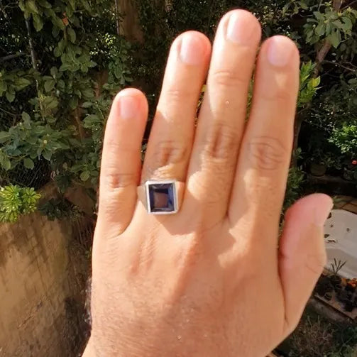 Anillo Alejandro Zafiro 12x14mm Plata 925 Diseño Exclusivo