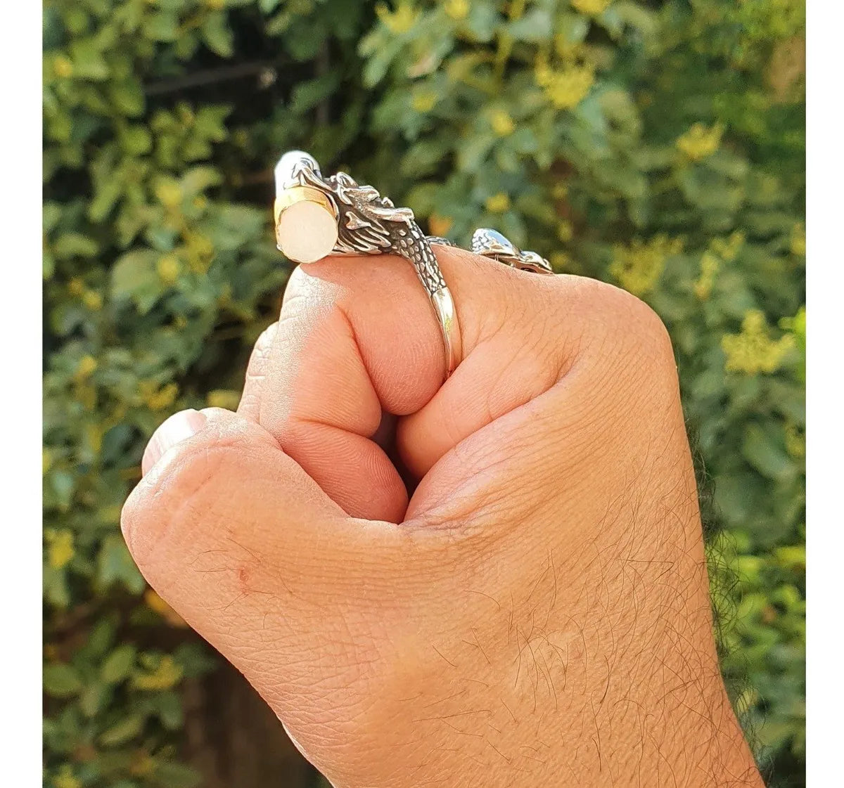 Anillo Dragón Sujeta Cigarros Plata 925 Ajustable Hombre