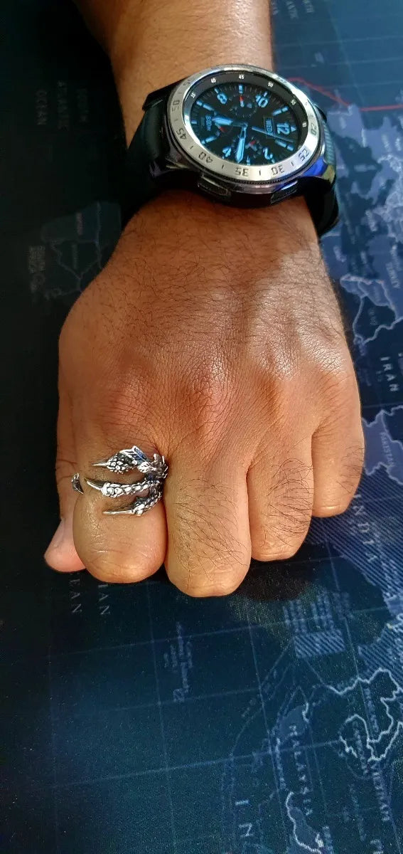 Anillo Plata 925 Hombre Garra Dinosaurio Ajustable Taxco
