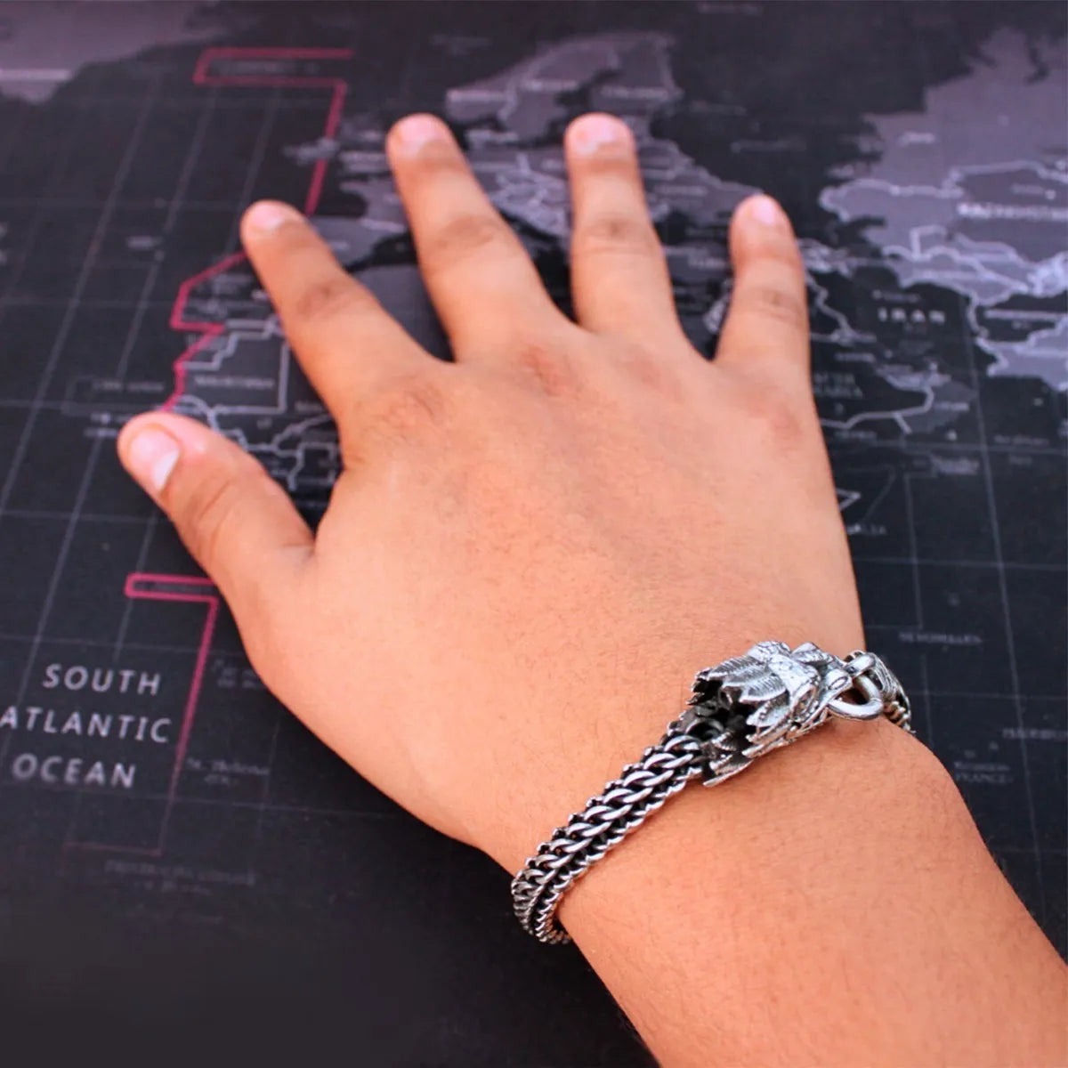 Pulsera Quetzalcóatl Plata 925 Pulso Tipo Bali Hombre Azteca