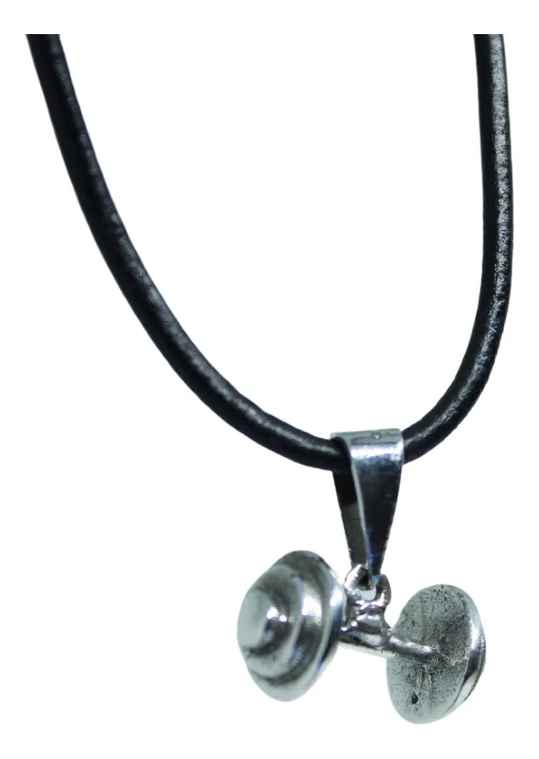 Kit Dije Mancuernita Plata 925 Cordón Piel Y Argollas Plata