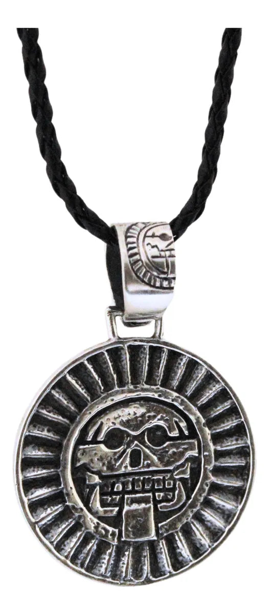 Collar Dije Dios Mictlantecuhtli Azteca Plata 925 Unisex Plateado