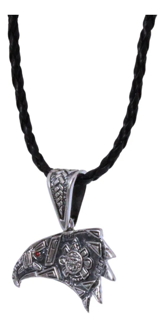 Collar Plata 925 Dije Águila Calendario Azteca Quetzalcóatl