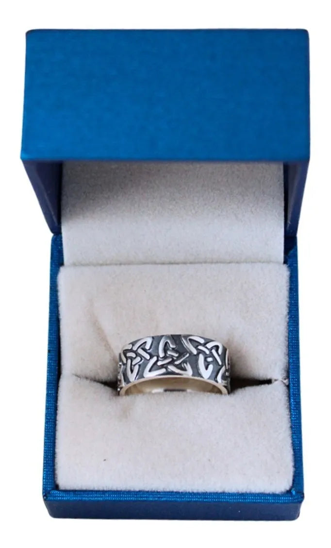 Anillo Vikingo Valknut Plata 925 Argolla De Protección Odín