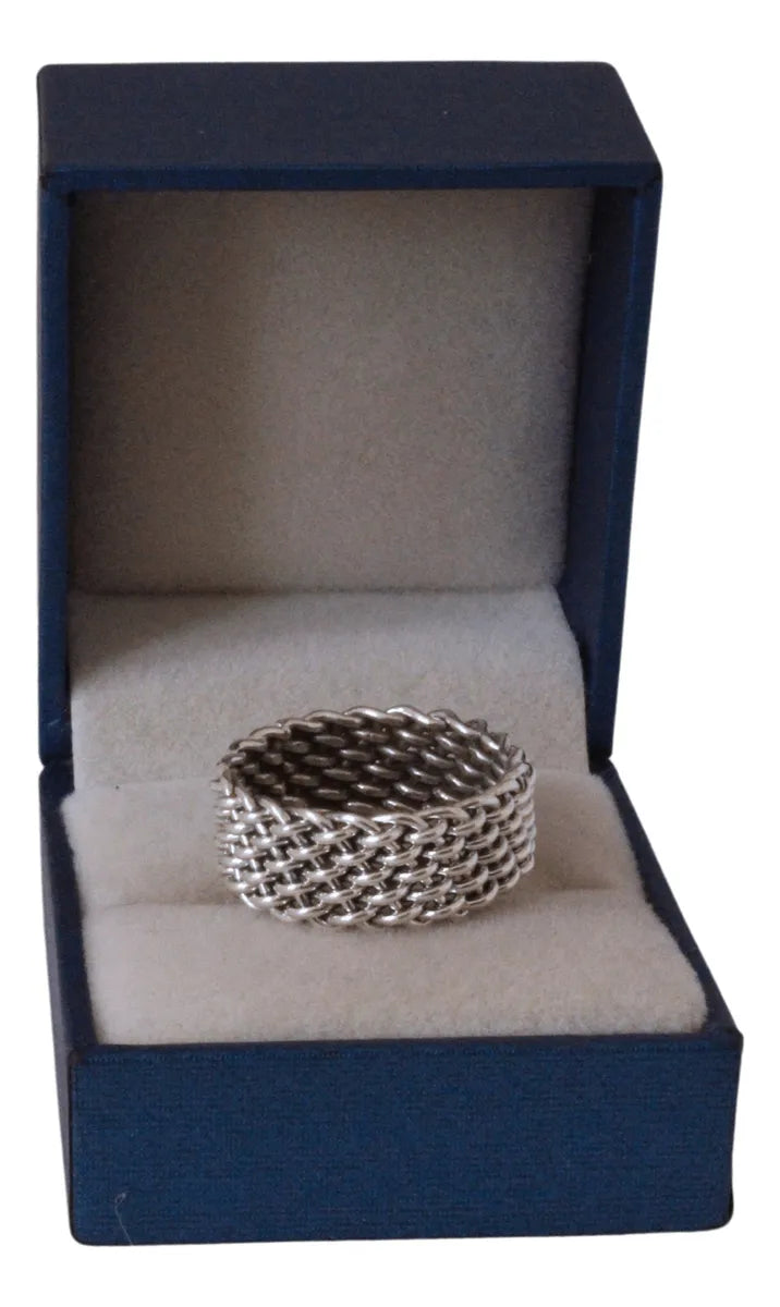 Anillo Promesa Encadenado 8mm Matrimonio Plata Joyería Gamma