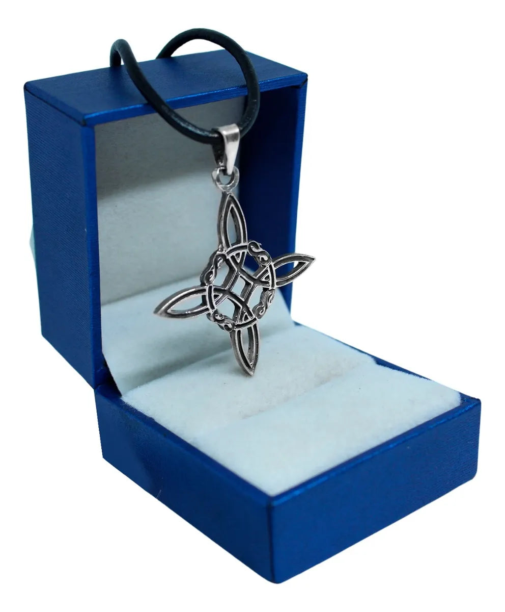 Dije Nudo Bruja Celta Plata 925 Protección Cordón De Piel | Joyería Gamma