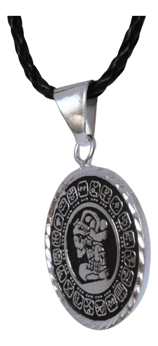 Dije Calendario Azteca Maya Collar Hombre Plateado Joyería Plata