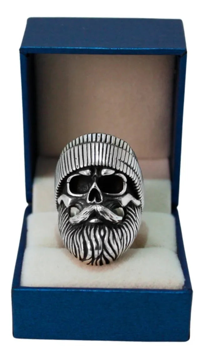 Anillo Hombre Calavera Plata 925 Motociclista El Barbas