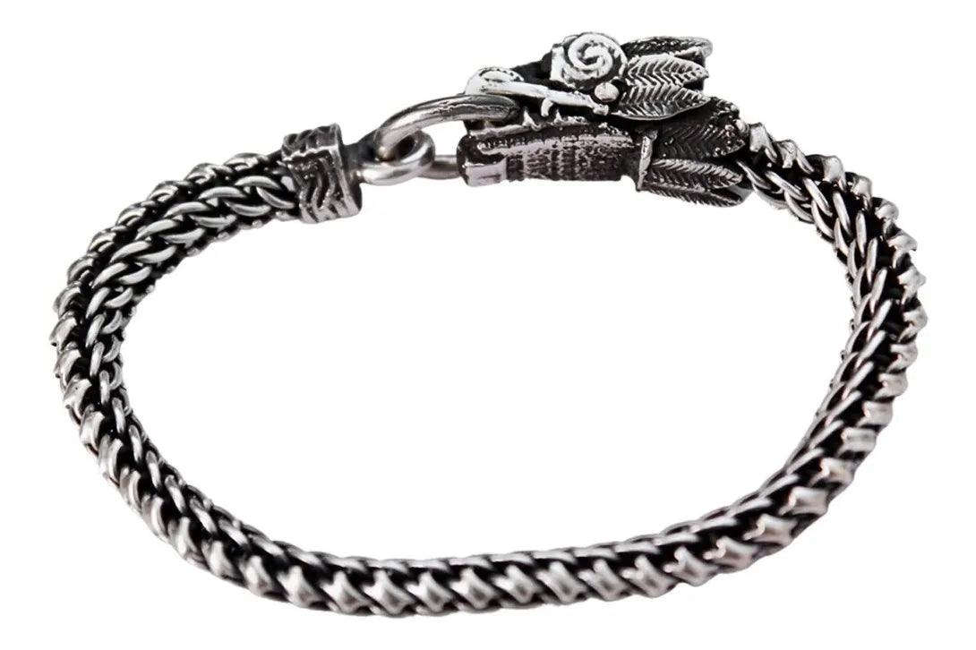 Pulsera Quetzalcóatl Plata 925 Pulso Tipo Bali Hombre Azteca