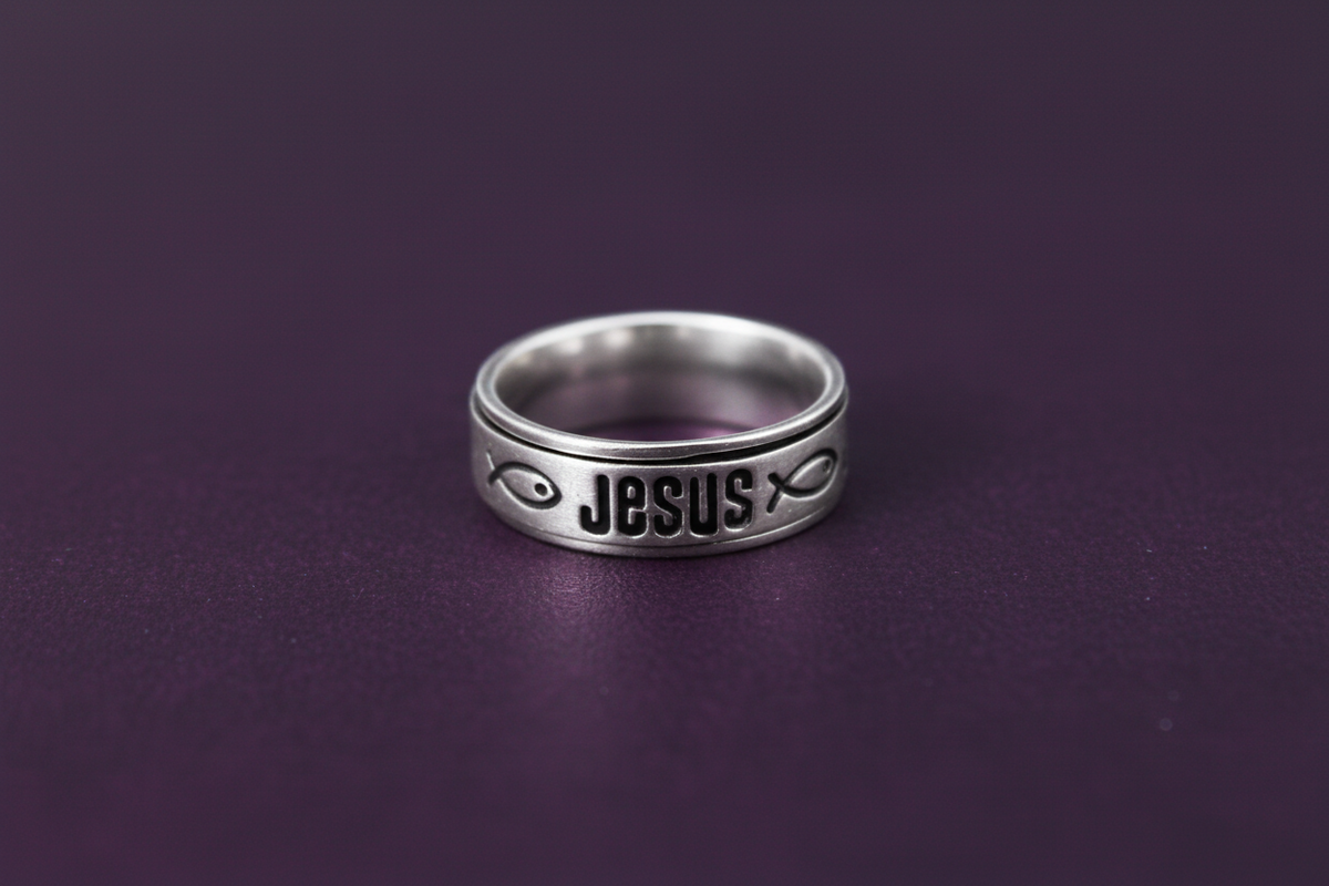 Argolla giratoria Jesús El Salvador plata 925, antiestrés, hecha en Taxco - vista 3