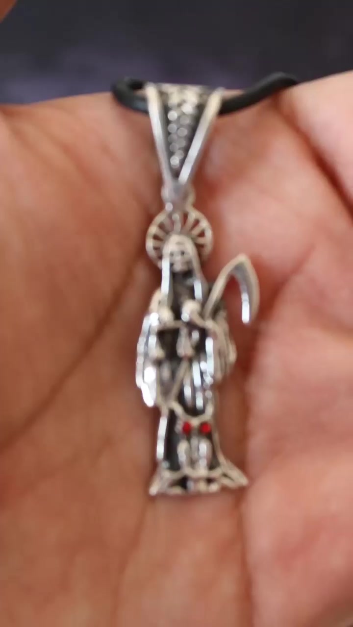 Collar Santa Muerte Plata 925 Dije Hombre Mujer Joyería Nice Plateado