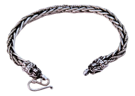 Pulsera Quetzalcóatl Doble Plata 925 Pulso Tipo Bali Hombre