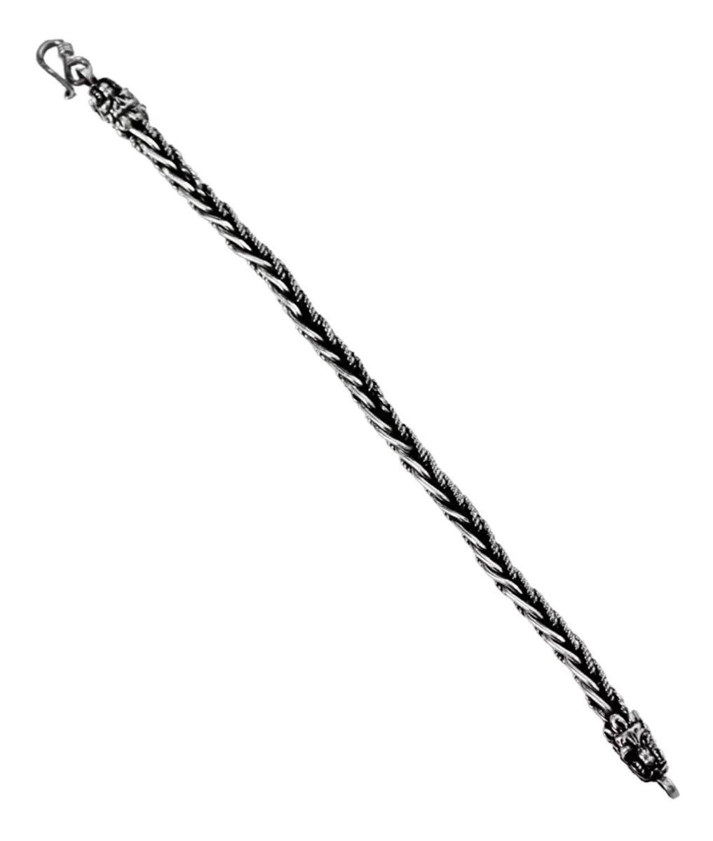 Pulsera Quetzalcóatl Doble Plata 925 Pulso Tipo Bali Hombre